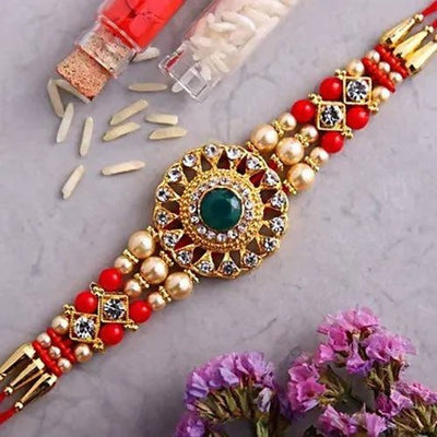 American Diamond Motif Style Rakhi