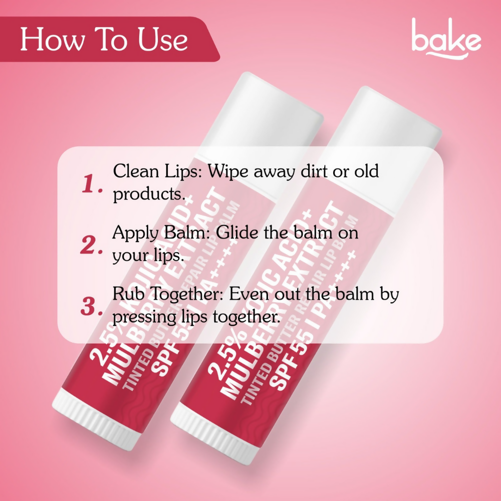 Bake 2.5% Kojic Acid Mulberry Extract Tinted Butter Brightening Lip Balm SPF 55 PA++++