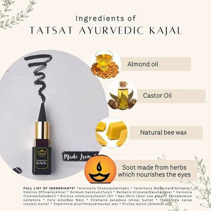Tatsat 100% Natural Certified Ayurvedic Kajal With Pure Herbs - Indyancart