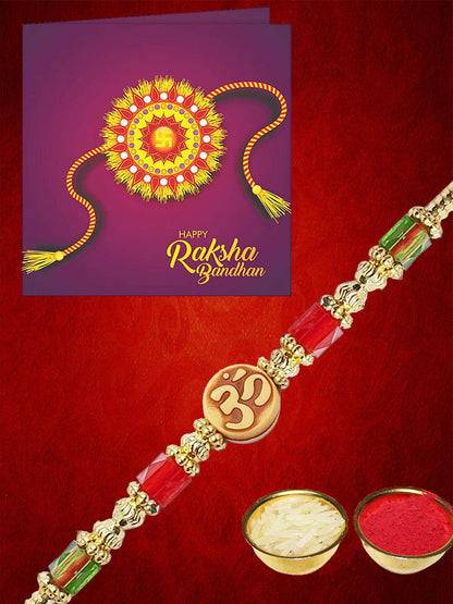 Anouk Unisex Beaded Thread Rakhi With Greeting Card