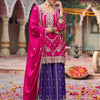 Dhiyona IE Floral Embroidered Sequinned Chinon Straight Kurta With Palazzos & Dupatta