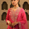 Dhiyona IE Women's Women Ethnic Motifs Embroidered Regular Sequinned Kurta with Trousers & Dupatta