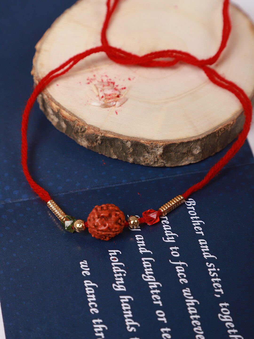 Anouk Butterfly Beaded Rakhi Greeting Card & Roli Chawal Card