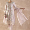 Dhiyona IE Floral Embroidered V-Neck Thread Work Pure Cotton Kurta With Trousers & Dupatta