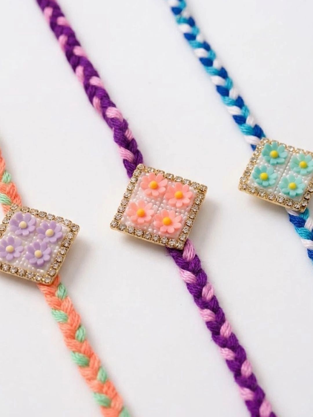 Anouk Set Of 3 Multicolor Ad Thread Rakhi With Roli Chawal Chandan Mishri