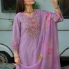 Dhiyona IE Floral Yoke Design V-Neck Thread Work Straight Kurta With Trousers & Dupatta