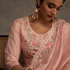 Indyancart IE Floral Embroidered Round Neck Thread Work Straight Kurta & Trousers With Dupatta