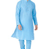 Men's Light Blue Silk Blend Straight Kurta Pyjama Set