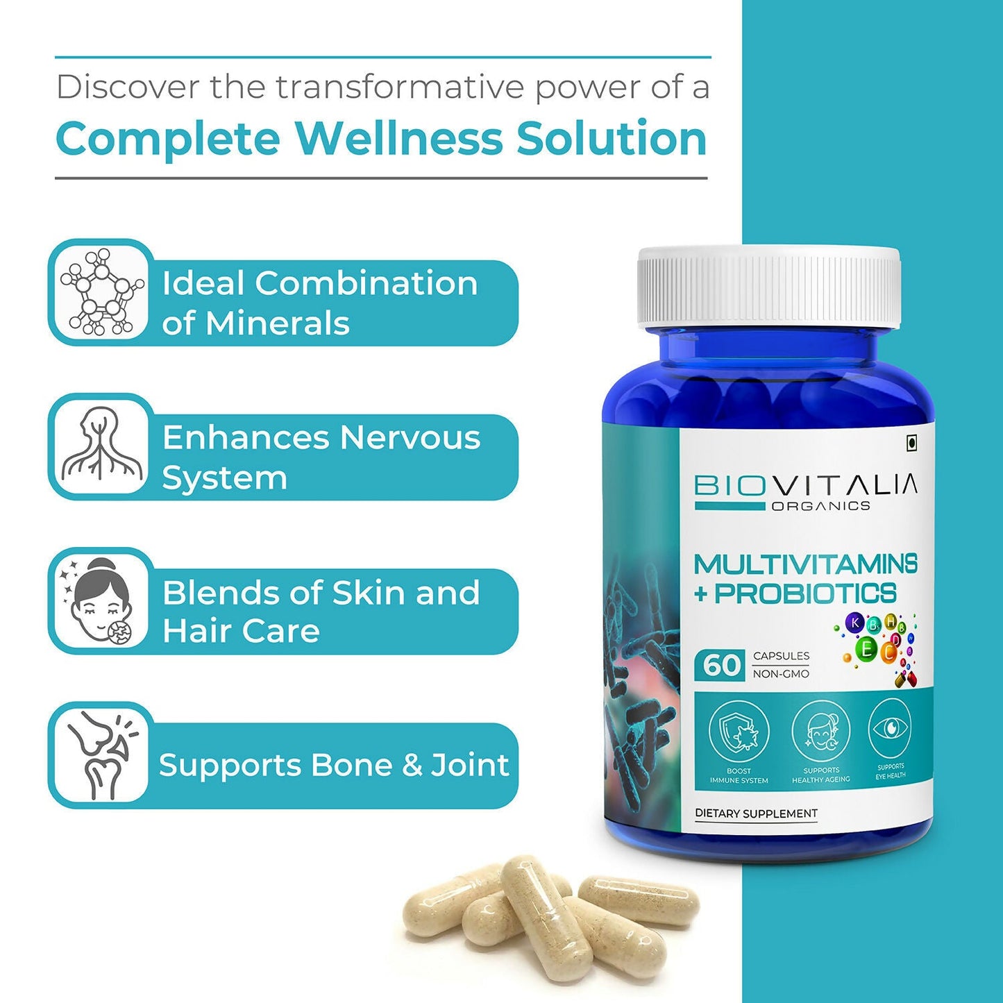 Biovitalia Organics Multivitamins + Probiotics Capsules