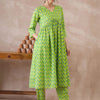 Dhiyona IE Women Ethnic Motifs Printed Empire Pure Cotton Kurta with Trousers