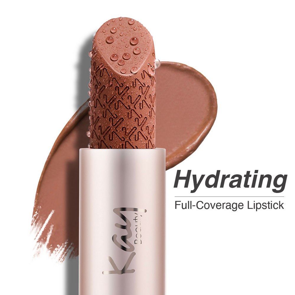 Kay Beauty Hydra Creme Lipstick in Panache shade showing a full coverage, hydrating lipstick with rich color.