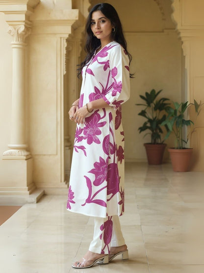 Women Floral Printed Kurta with Trousers