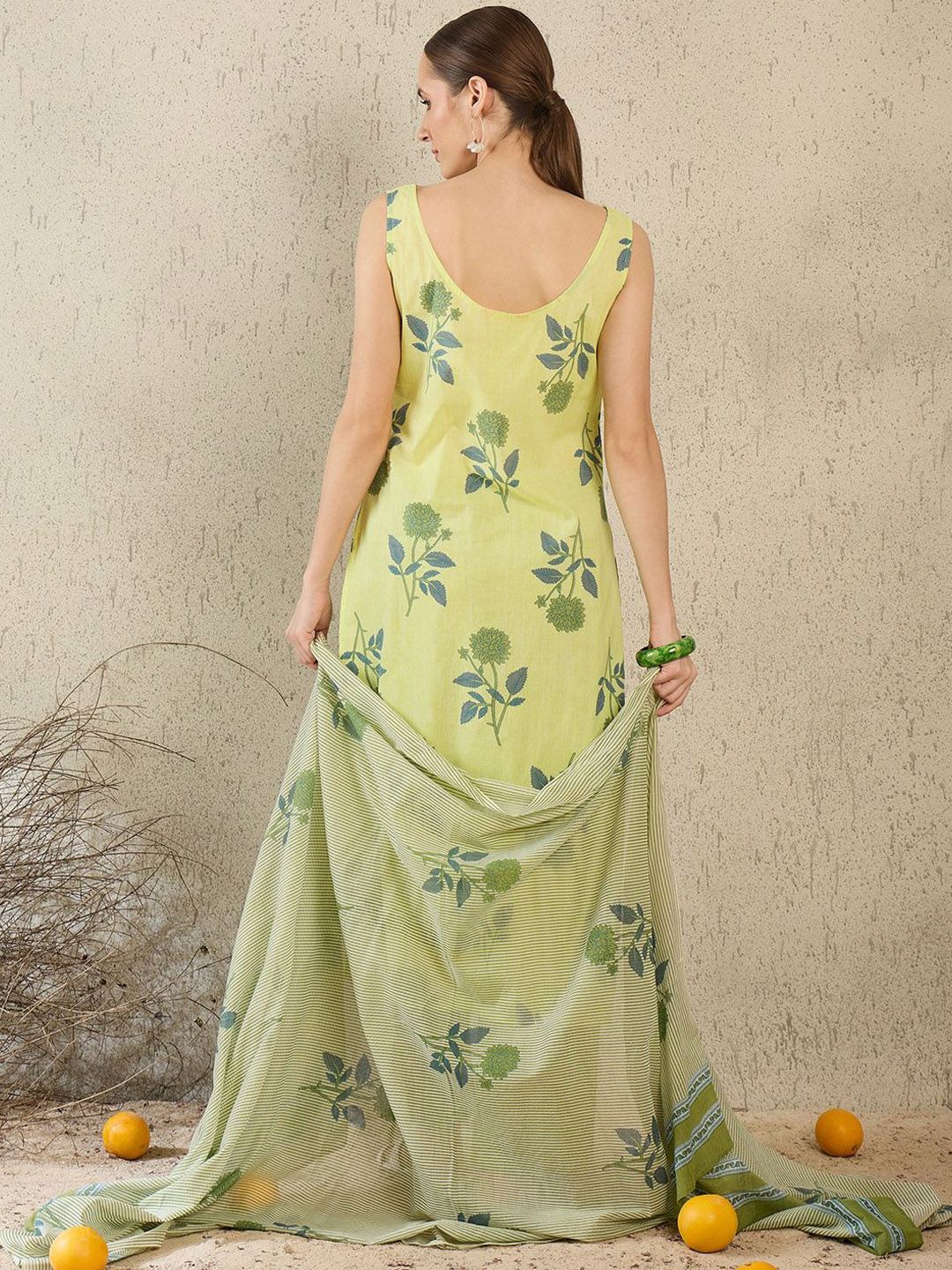 Women Floral Printed Pure Cotton Kurta with Trouser & Dupatta