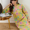 Dhiyona IE Floral Printed Pure Cotton V-Neck Top With Trousers Co-Ords