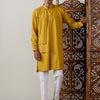 Men's Mustard Cotton Straight Kurta Pyjama Set