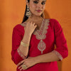 Dhiyona IE Women Ethnic Motifs Embroidered Regular Thread Work Liva Kurta with Trousers
