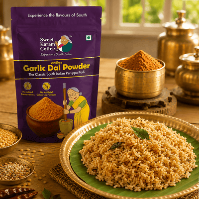 Sweet Karam Coffee Andhra Garlic Dal Powder (Pottu Kadalai Paruppu Podi)
