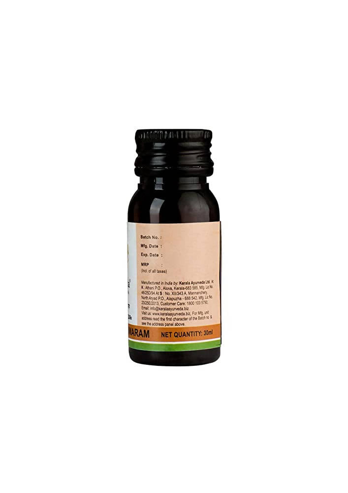 A bottle of Kerala Ayurveda Erandasukumaram Ayurvedic oil for wellness, with herbal ingredients and natural packaging.