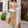 Dhiyona IE Floral Printed Notch Neck Pure Cotton Straight Kurta With Salwar & Dupatta