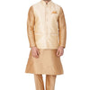 Men's Gold Silk Blend Straight Jacket  Kurta and Pyjama Set