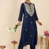 Dhiyona IE Printed Mandarin Collar Three-Quarter Sleeves Top With Trousers