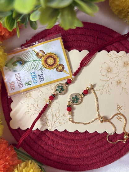 Anouk Set Of 2 Ad Drawstring Bhaiya Bhabhi Rakhi With Roli Chawal Chandan Mishri