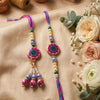 Dhiyona Set Of 2 Artificial Stones & Beads Floral Design Bhaiya Bhabhi Rakhi
