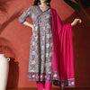 Dhiyona SN Women's Paisley Printed & Embroidered Pure Cotton A-Line Kurta & Trousers With Dupatta