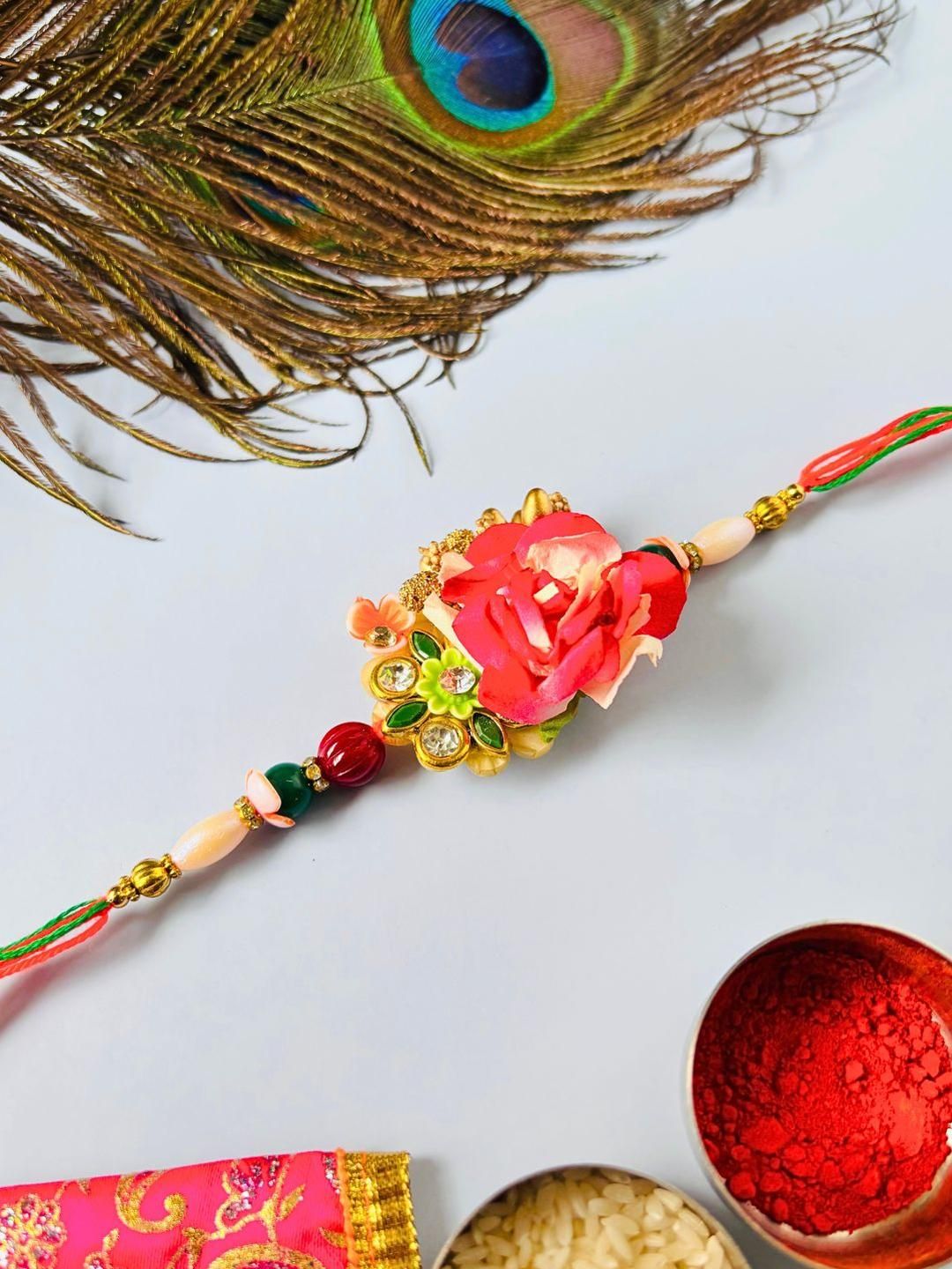 Anouk Set of 2 Floral Handmade Rakhi Set