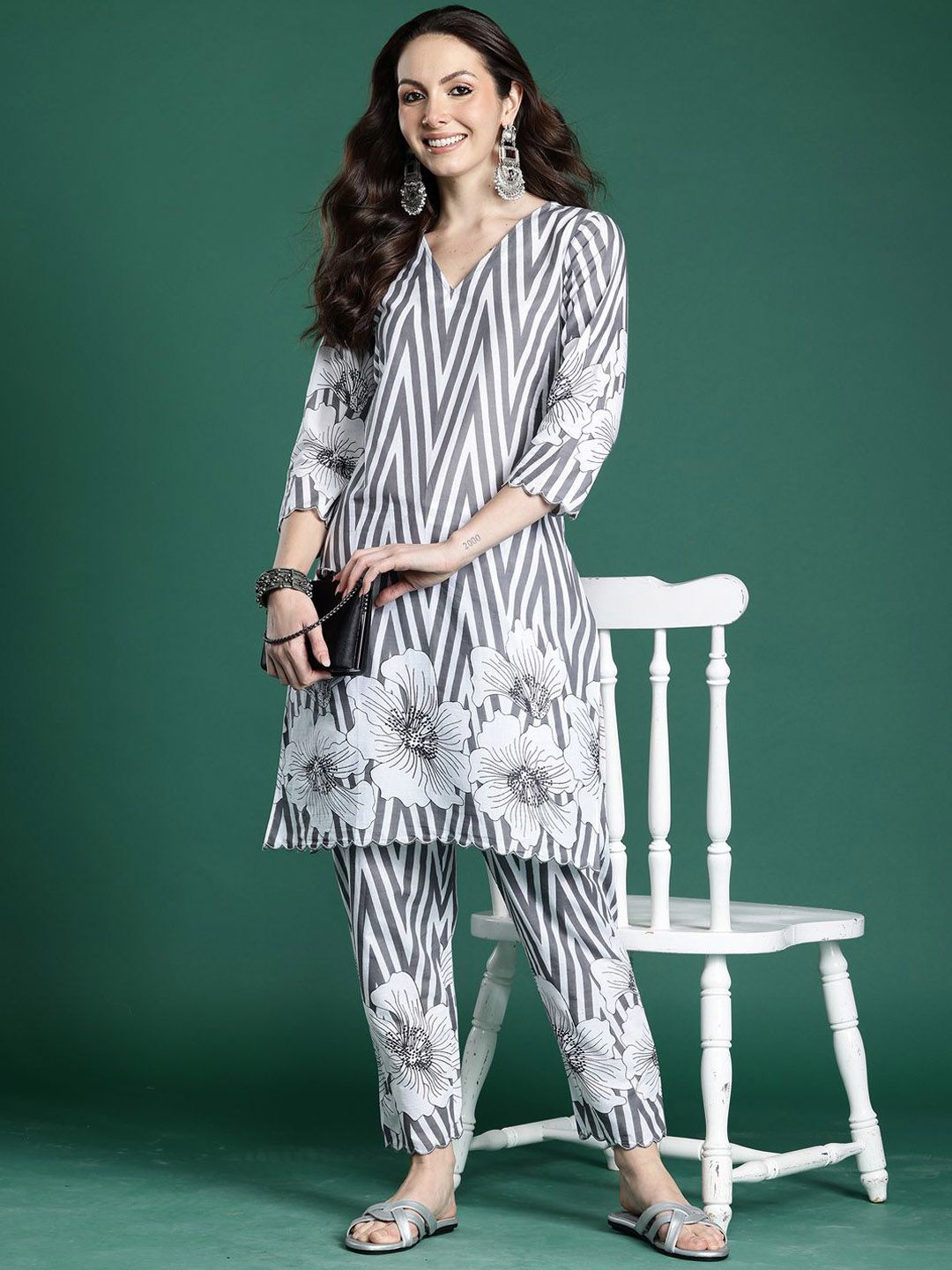 Indyancart IE Printed Top With Trousers Co-Ords