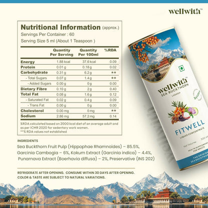 Wellwith Fitwell Juice â€“ Himalayan Sea Buckthorn + Garcinia, Kokum & Punarnava