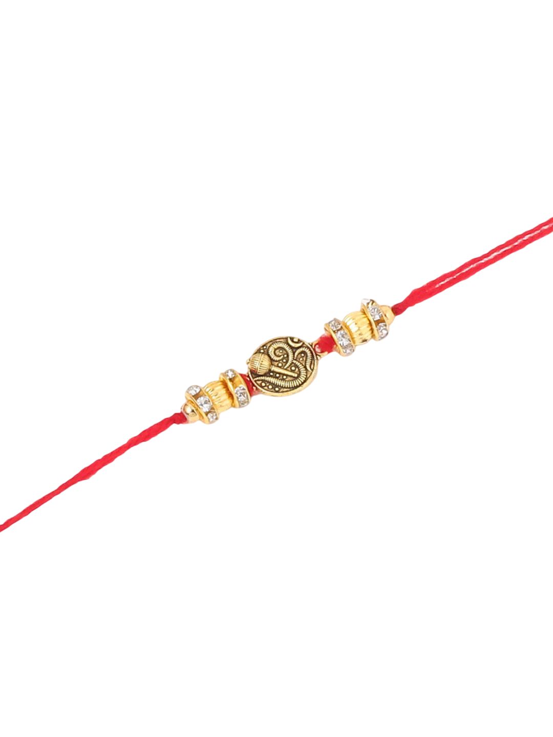 Anouk Set Of 2 Stones Studded Swastik Design Thread Rakhis & Roli Chawal Chandan