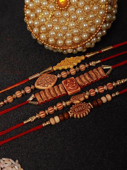 Anouk Set Of 5 Beaded Rakhis With Roli Rice & Greeting Card