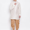 Men's Cream Silk Blend Pathani Kurta and Dhoti Set