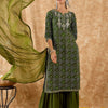 Dhiyona IE Ethnic Motifs Printed Straight Gotta Patti Kurta with Sharara & Dupatta