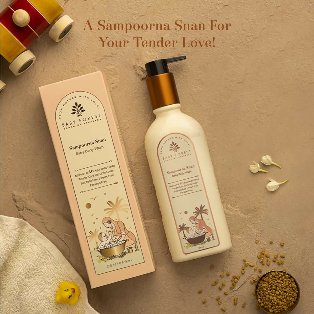Baby Forest Sampoorna Snan baby body wash bottle with gentle formula, suitable for delicate infant skin.