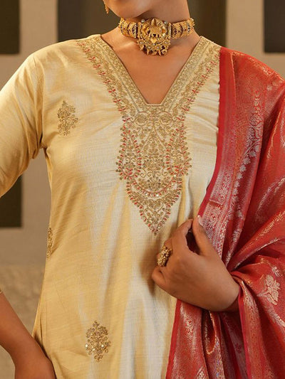 Dhiyona IE Women Ethnic Motifs Embroidered Kurta with Trousers & Dupatta
