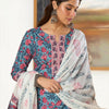Indyancart IE Women Floral Printed Regular Thread Work Pure Cotton Kurta with Trousers & With Dupatta
