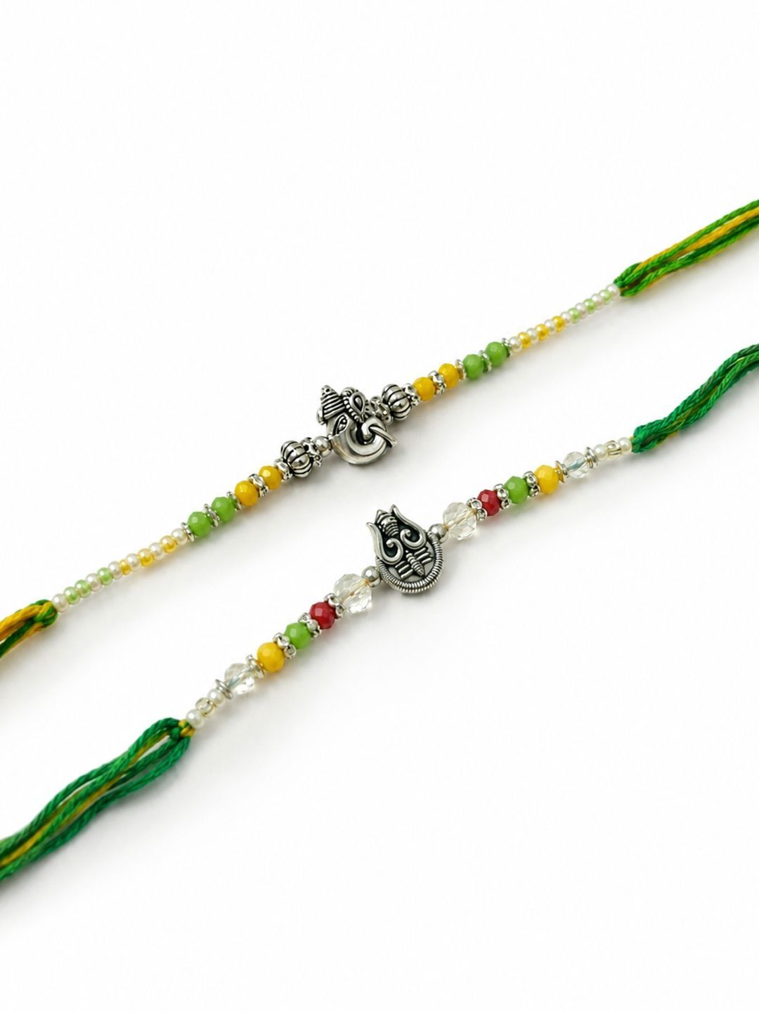 Anouk Set Of 2 Multicolor Religious Thread Rakhi With Roli Chawal Chandan Mishri