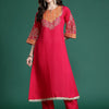 Dhiyona IE Embroidered Round Neck A-Line Top With Trousers Co-Ords Set