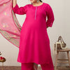 Indyancart Women's Ethnic Motifs Regular Thread Work Kurta with Palazzos & With Dupatta