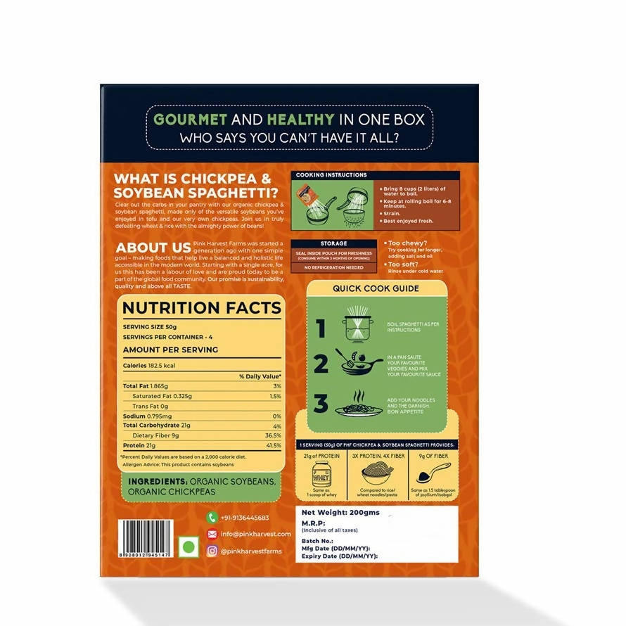 Pink Harvest Organic 100% Chickpea & Soybean Spaghetti Noodles - Indyancart