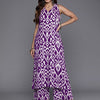 Dhiyona VR Women's Purple Ikat Printed Straight Kurta With Palazzo