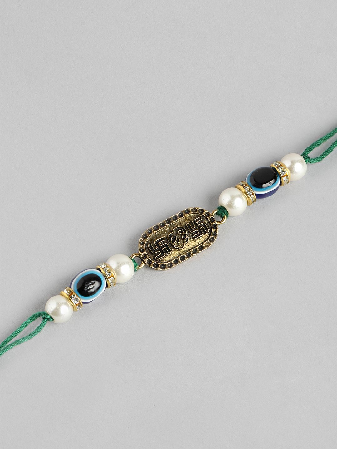 Anouk Unisex Set of 2 Beaded Bhai Bhabhi Rakhis With Roli & Chawal