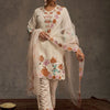 Dhiyona IE Women Floral Embroidered Regular Thread Work Kurta with Trousers & With Dupatta