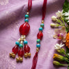 Dhiyona Set Of 2 Artificial Beads & Gold Toned Ghungroo Bhaiya Bhabhi Rakhi With Roli Chawal