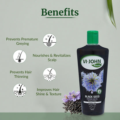 VI-JOHN Naturale Black Seed Enriched Hair Oil Strong & Shiny with Vitamin A.E & F