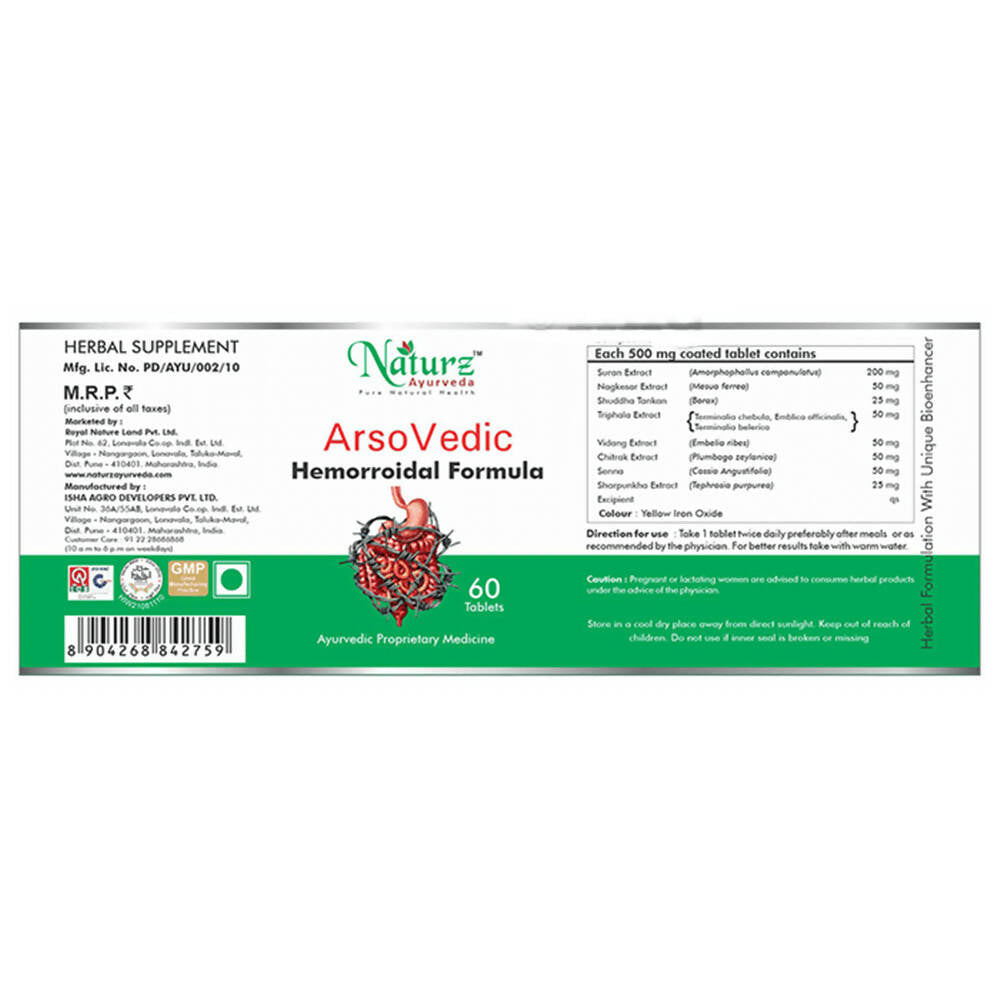 Naturz Ayurveda Arso Vedic Hemorroidal Formula Tablets