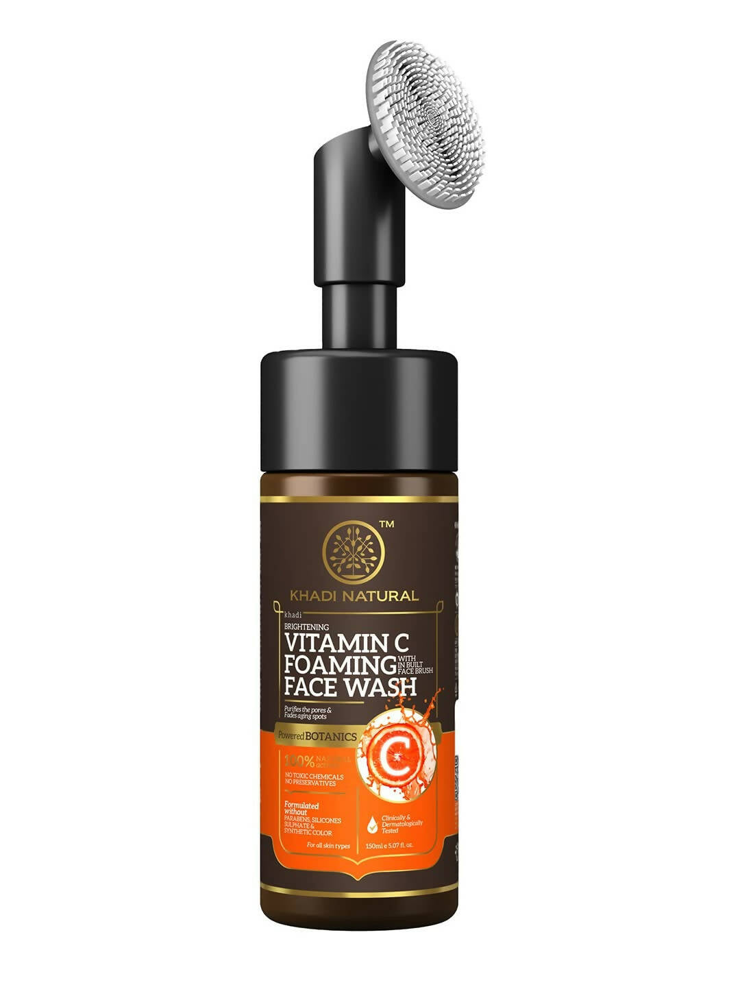 Khadi Natural Vitamin C Foaming Face Wash with In- Built Face Brush - Indyancart