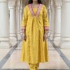 Indyancart IE Women Ethnic Motifs Embroidered Empire Gotta Patti A-Line Kurta with Trouser